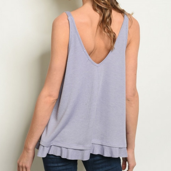 LAST 1! Flowy ribbed ruffle hem swing tank - Picture 3 of 3